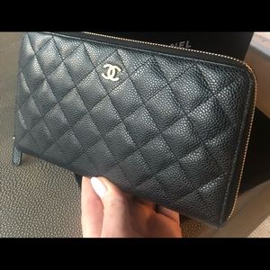 Chanel Quilted Caviar Leather Zip Organizer Wallet